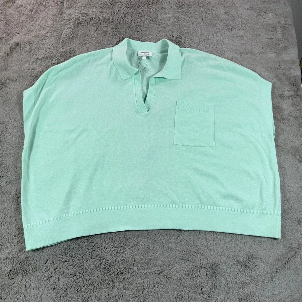 NWOT Banana Republic Women Polo Top XL/XXL Linen Oversized Johnny-Collar Sweater - Picture 2 of 9